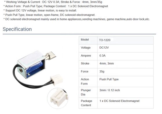 U1054s-2-001 Elektromanyetik Kilit / Solenoid / Akıllı Kilit Dolabı Aksesuarları / İt-Çek Solenoid